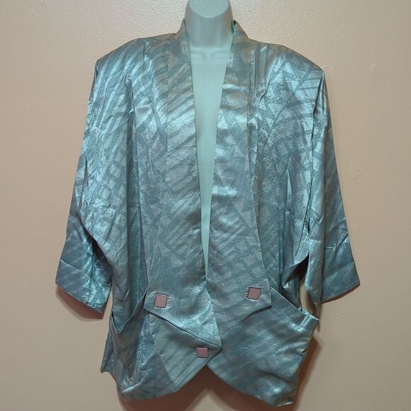 Vintage Betsy's Things Shiny Disco Raglan Sleeve Blazer sz 20 - Picture 1 of 11